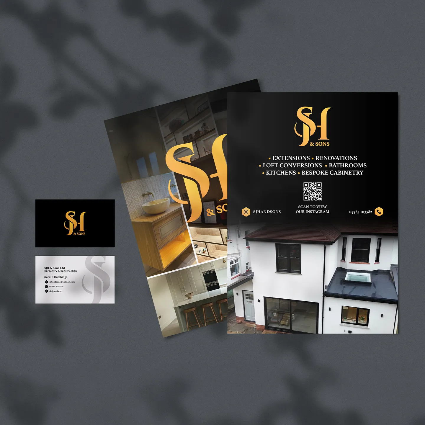 SJH and Sons business cards and flyers